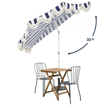 Beverly 9 ft. Designer Classic Scalloped Fringe Half Market Patio Umbrella